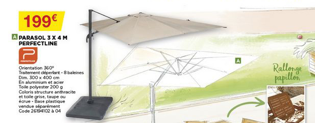 Parasol 3 X 4 M Perfectline