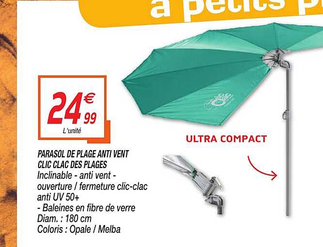 parasol de plage anti vent clic clac des plages