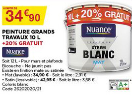 peinture grands travaux 10 l nuance