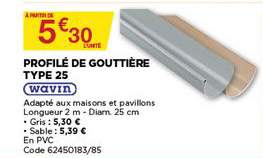 profilé de gouttière type 25 wavin