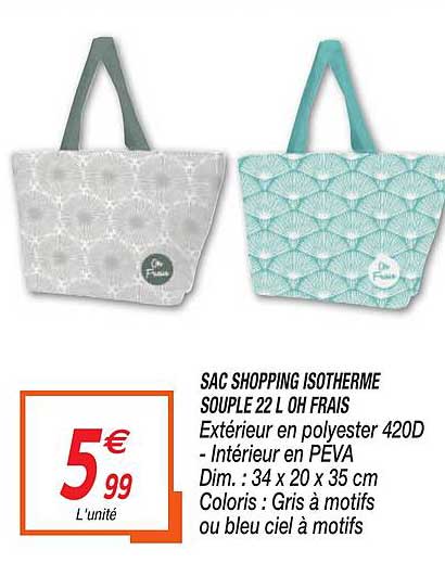 sac shopping isotherme souple 22 l oh frais