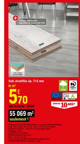 sols stratifiés ép. 7+2 mm