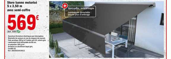 store banne motorisé 5 x 3.50 m avec semi coffre