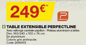 table extensible perfectline