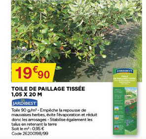 toile de paillage tissée 1.05 x 20 m jardibest