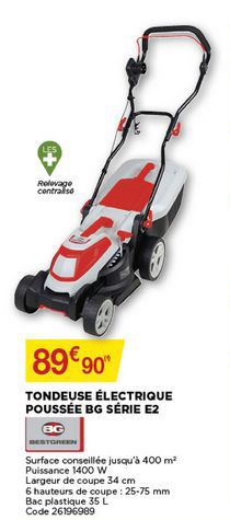 tondeuse électrique poussée bg gérie e2