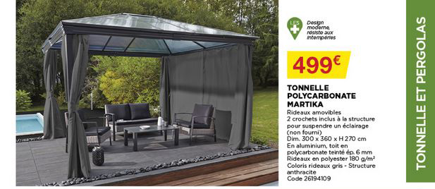 tonnelle polycarbonate martika