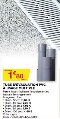 Tube D'évacuation Pvc à Usage Multiple