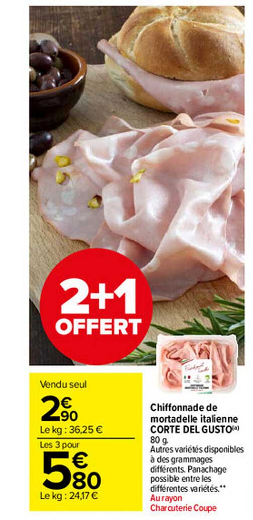 chiffonnade de mortadelle italienne corte del gusto