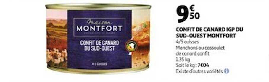 confit de canard igp ou sud-ouest montfort