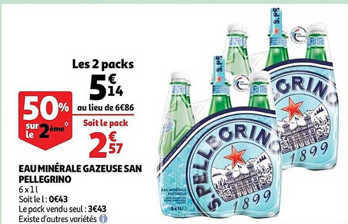 Eau Minérale Gazeuse San Pellegrino 50% Sur Le 2ème