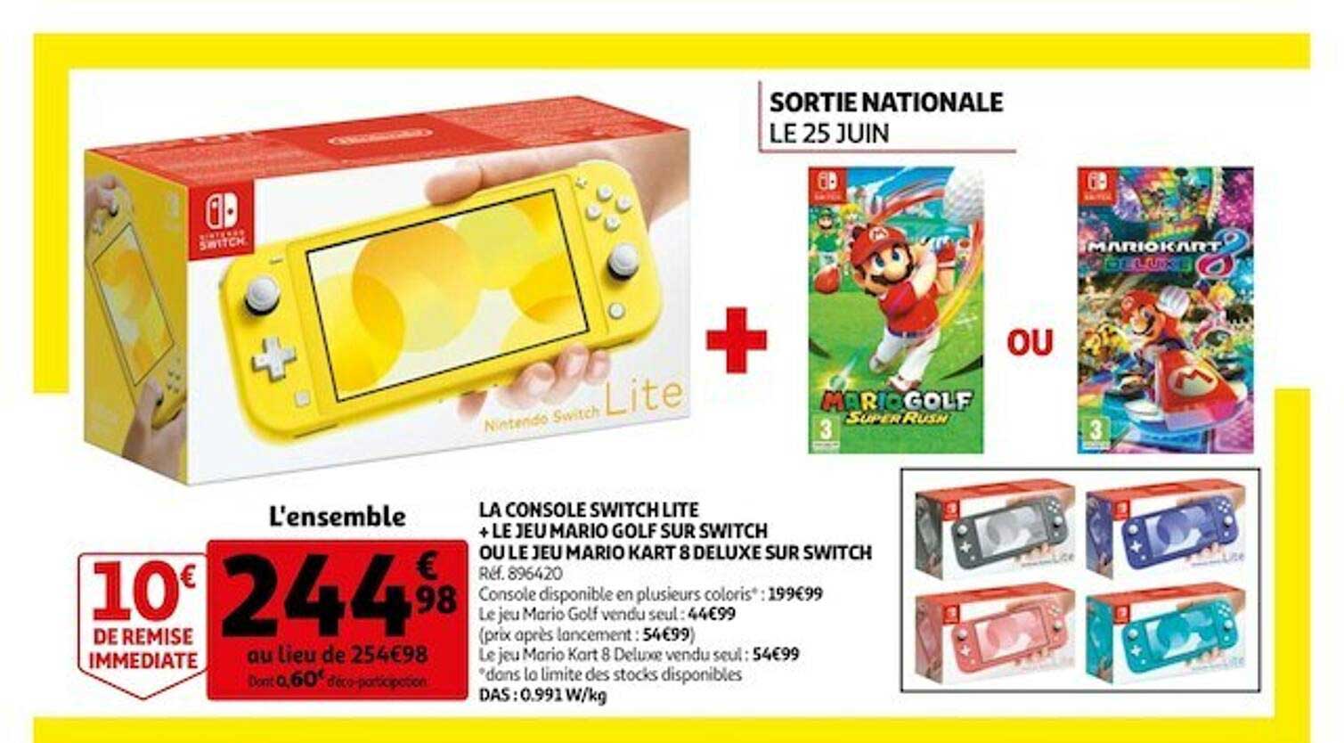 La Console Switch Lite + Le Jeu Mario Golf Sur Switch Ou Le Jeu Mario Kart 8 Deluxe Sur Switch