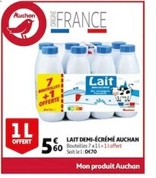 Lait Demi-écrémé Auchan