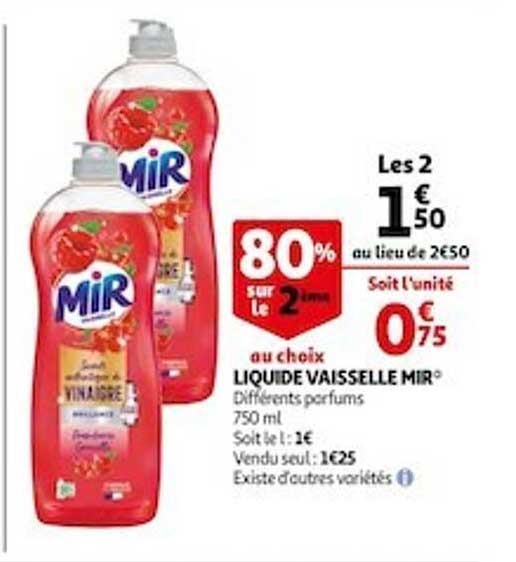 Liquide Vaisselel Mir 80% Sur Le 2ème Au Choix