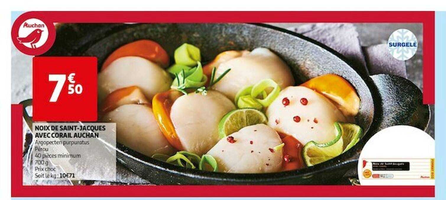 noix de saint-jacques avec corail auchan