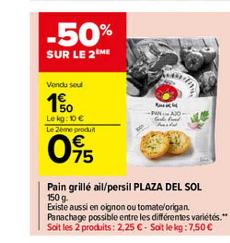 pain grillé ail - persil plaza del sol