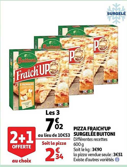 Pizza Fraich'up Surgelée Buitoni 2+1 Offerte Au Choix