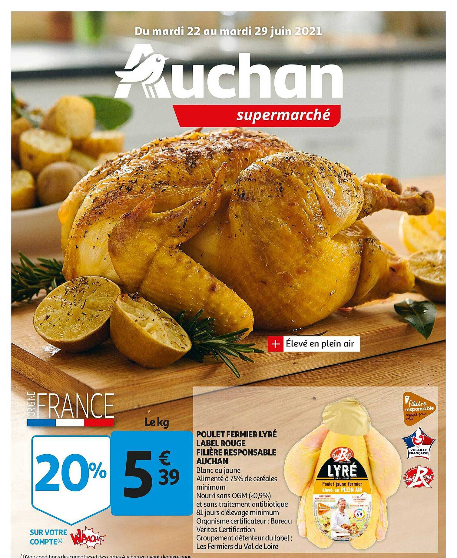 poulet fermier lyré label rouge filière responsable auchan
