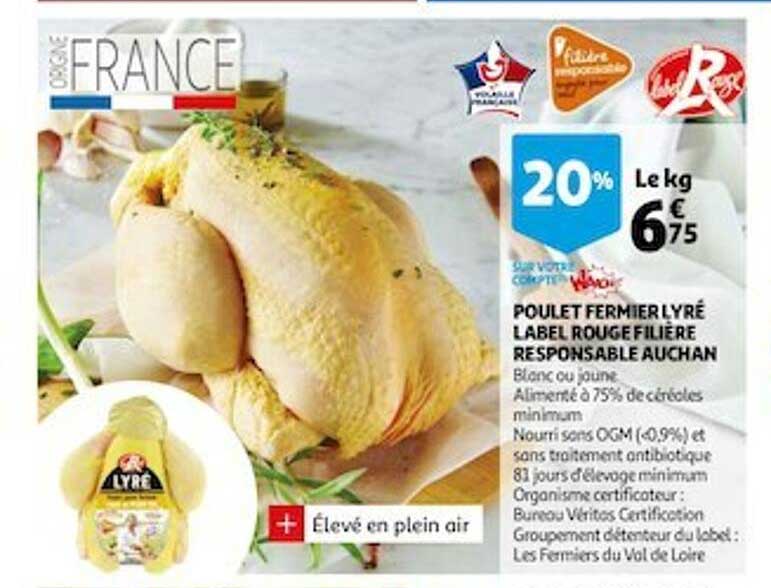 poulet fermier lyré label rouge filière responsable auchan