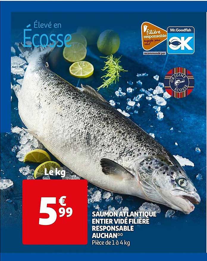 Saumon Atlantique Entier Vidé Filière Responsable Auchan
