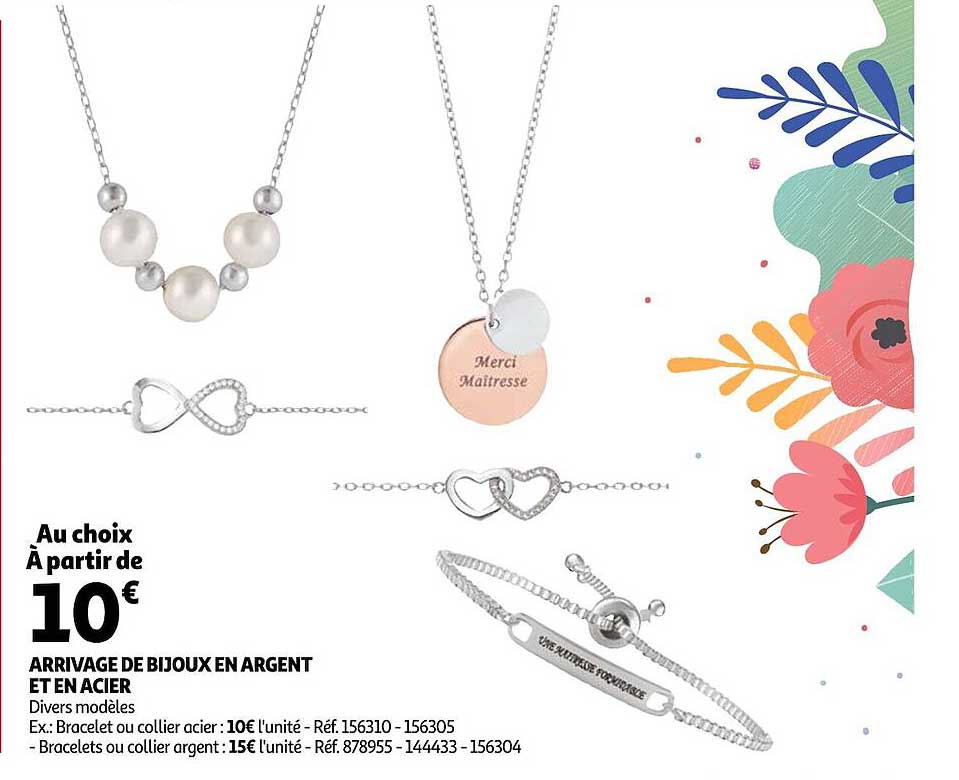 arrivage de bijoux en argent et en acier