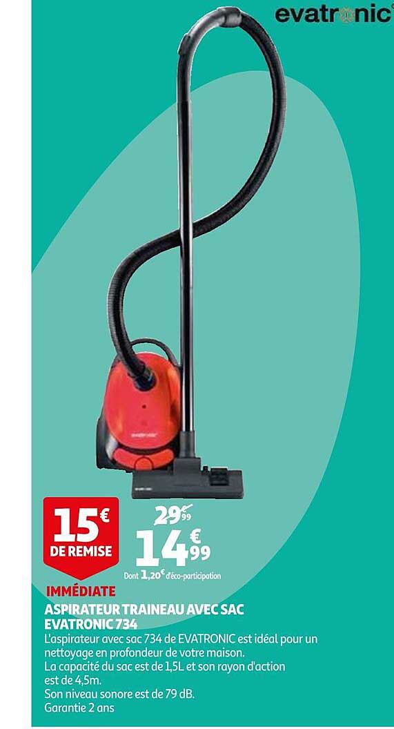 Aspirateur Traineau Avec Sac Evatronic 734