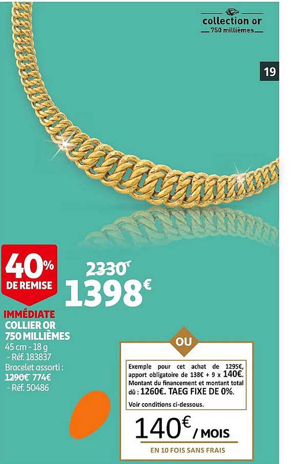 collier or 750 millièmes