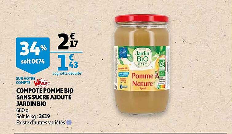 compote pomme bio sans sucre ajouté jardin bio
