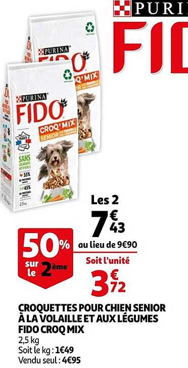 croquettes pour chien senior à la volaille et aux légumes fido croq mix
