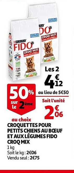 Croquettes Pour Petits Chiens Au Boeuf Et Aux Légumes Fido Croq Mix
