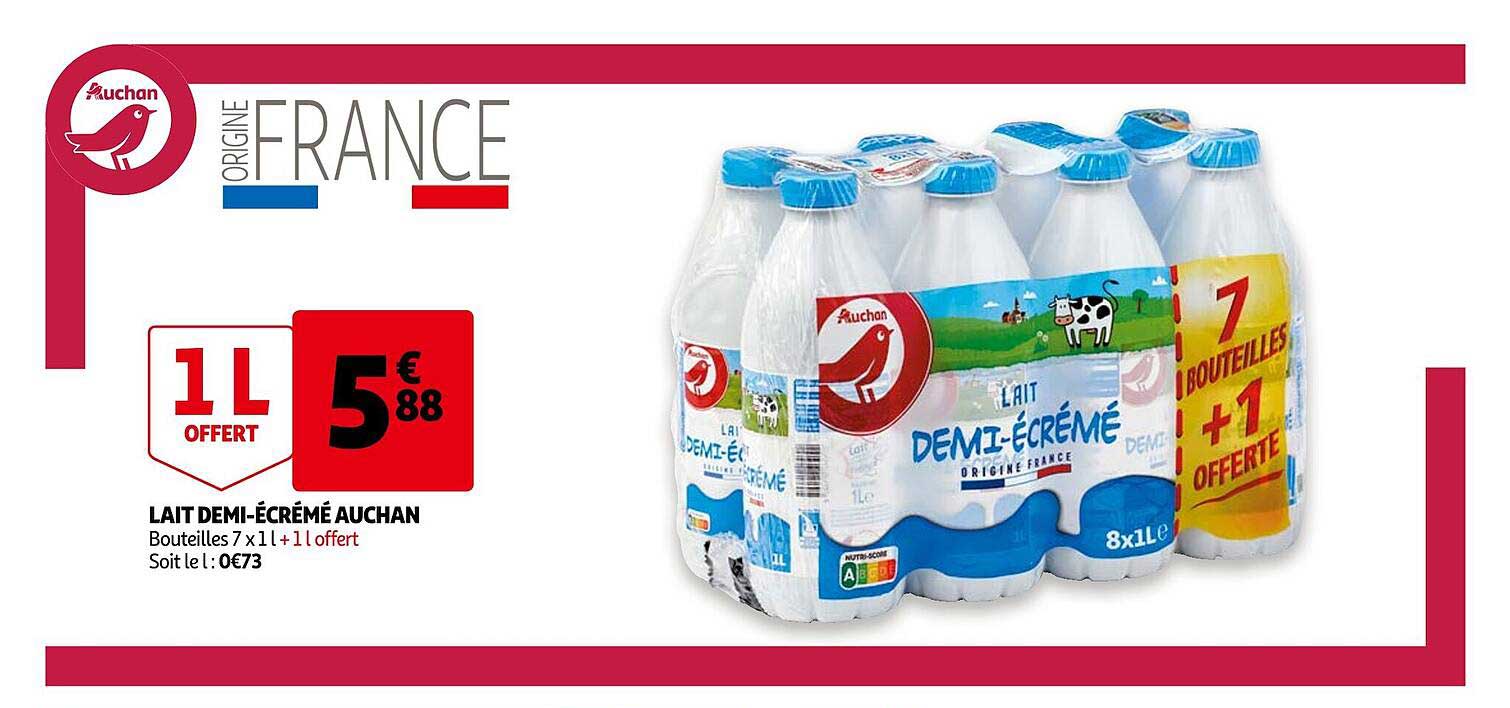 lait demi-écrémé auchan