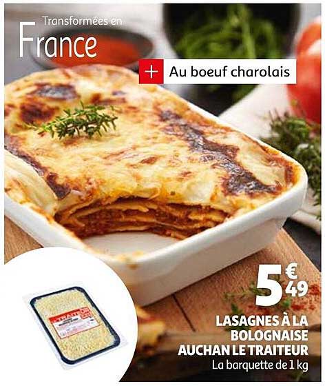 Lasagne à La Bolognaise Auchan Le Traiteur