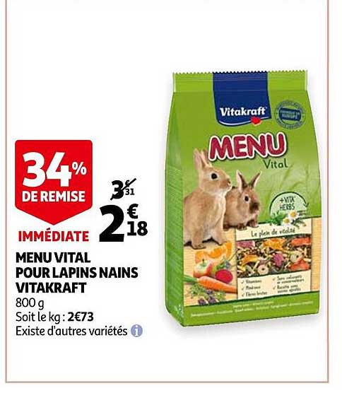 menu vital pour lapins nains vitakraft