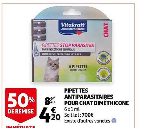 pipettes antiparasitaires pour chat diméthicone