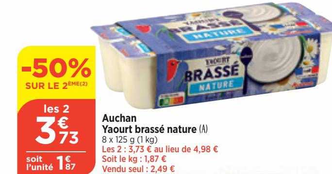 Auchan Yaourt Brassé Nature