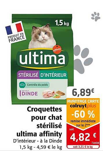 croquettes pour chat stérilisé ultima affinity