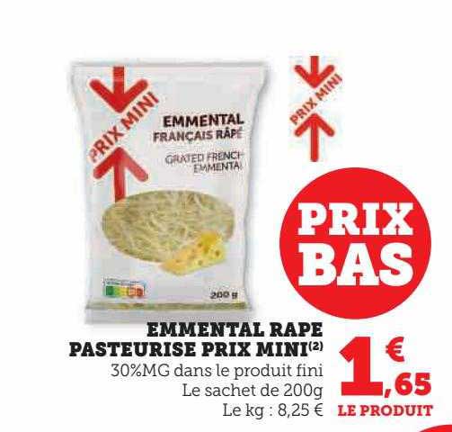 emmental râpé pasteurisé prix mini