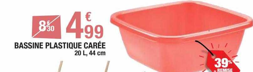 Bassine Plastique Carrée 20 L , 44 Cm