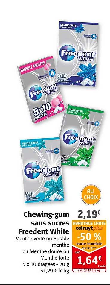 chewing-gum san sucres freedent white