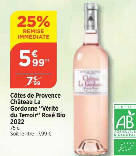 côtes de provence château la gordonne "vérité du terre" rosé bio 2022