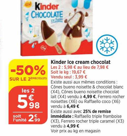 kinder ice cream chocolat