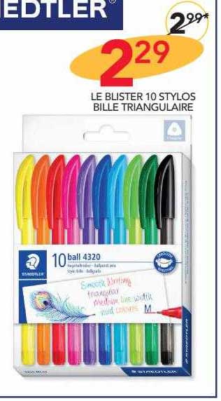 le blister 10 stylos bille triangulaire