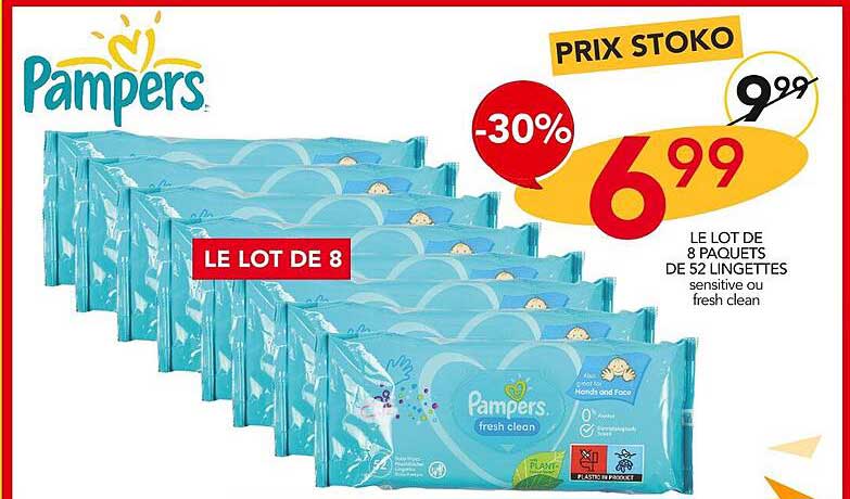 le lot de 8 paquets de 52 lingettes