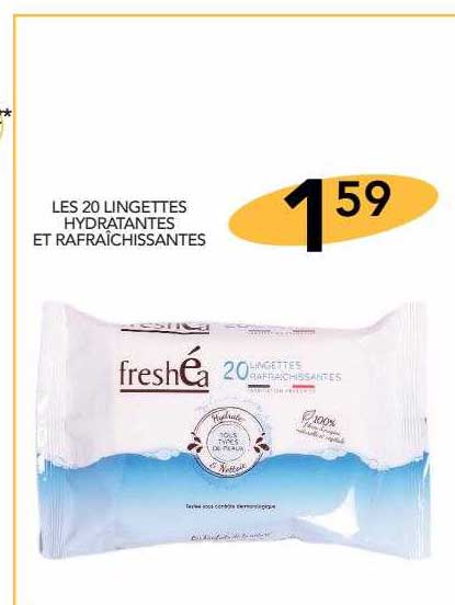les 20 lingettes hydratantes et rafraîchissantes freshéa