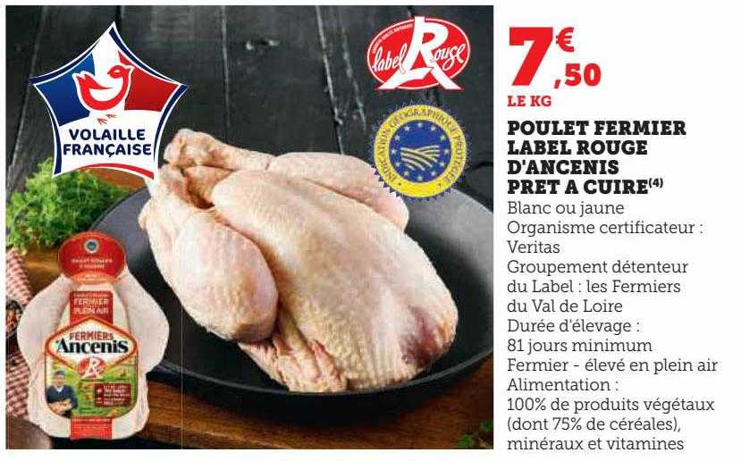 poulet fermier label rouge d'ancenis prêt à cuire