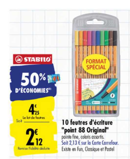10 feutres d'écritures point 88 original stabilo