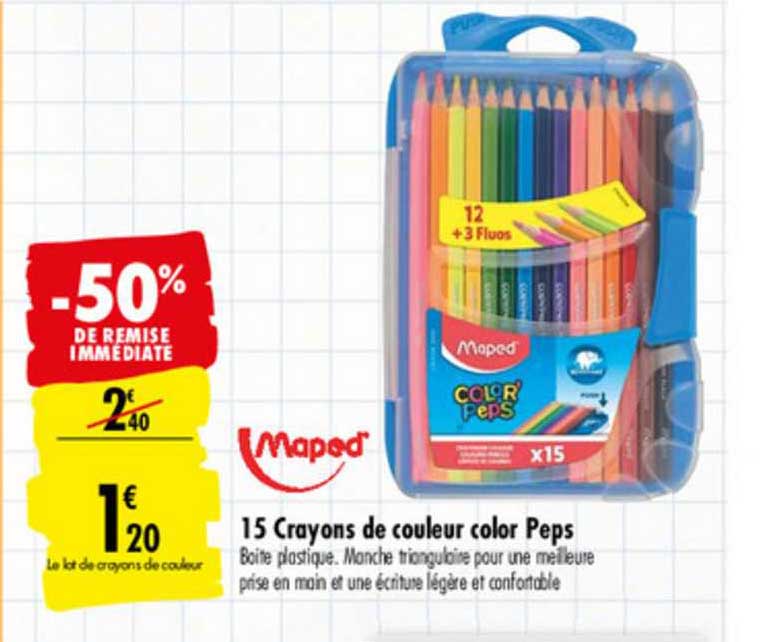 15 crayons de couleur color peps maped -50% de remise immédiate