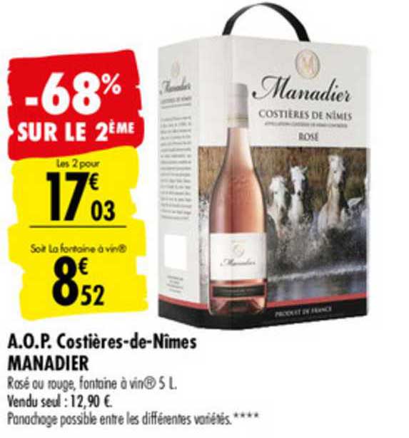 a.o.p. costières de nîmes manadier -68% sur le 2ème