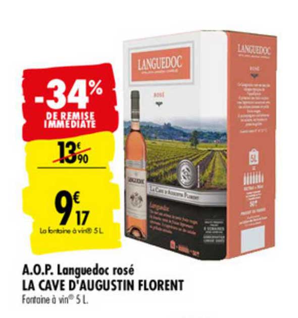 a.o.p. languedoc rosé la cave d'augustin florent -34% de remise immédiate