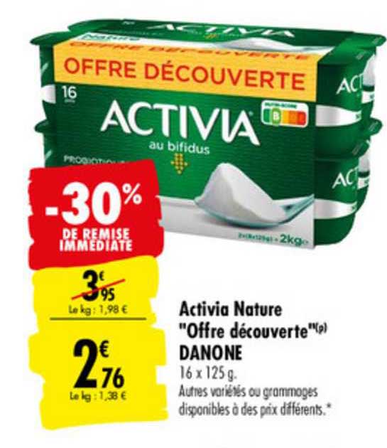 Activia Nature Offre Découverte Danone -30% De Remise Immédiate